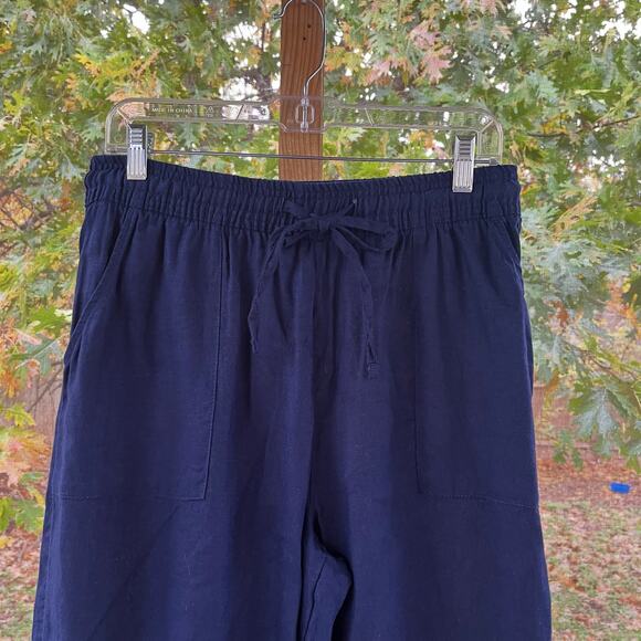 Sigrid Olsen Women's 100% Linen Dark Blue Pull On Pants Size M - Picture 3 of 7
